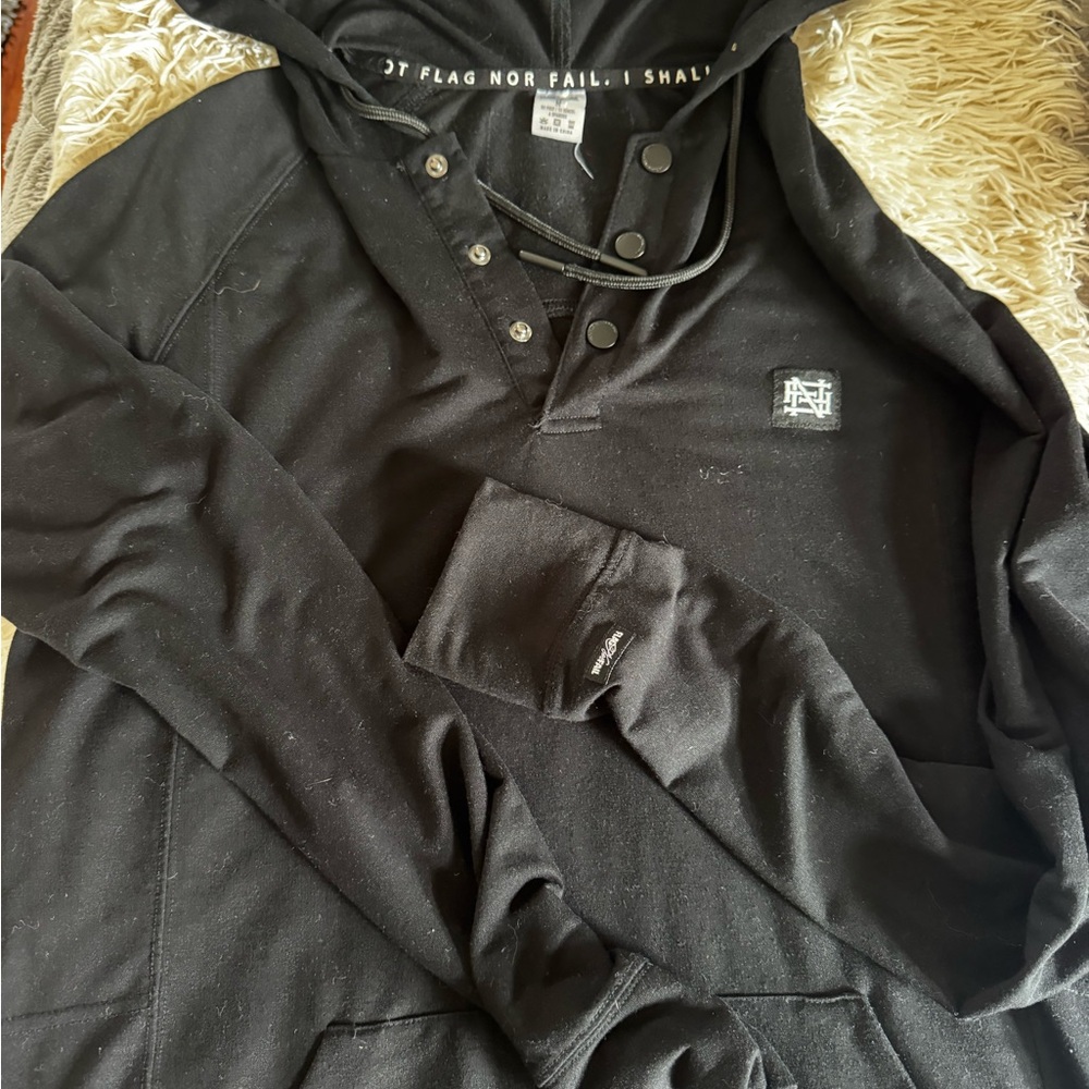 Flag Nor Fail Black Button-Up Hoodie